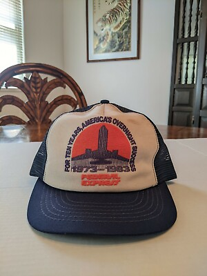 Vintage Federal Express FedEx Logo 1973 1983 Ten Years Snap Back Hat Cap 🔥