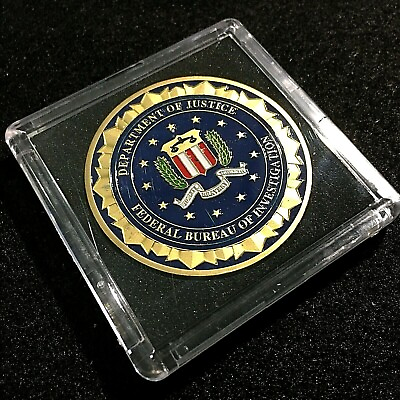 #ad FBI Challenge Coin Federal Bureau Of Investigation United States DOJ With Case