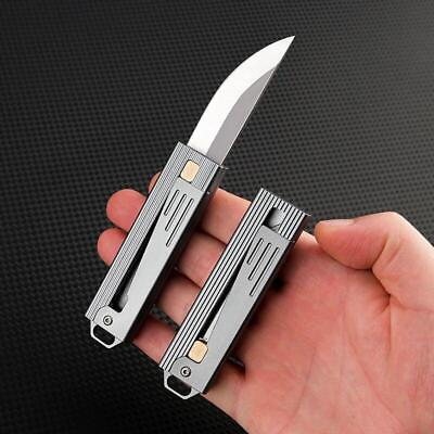 #ad Mini D2 Blade Aluminum Alloy Handle Knife Gt Lock Outdoor Portable Self Defense