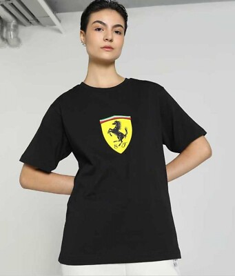 #ad Puma Ferrari Ladies Shield Oversized Tee Black
