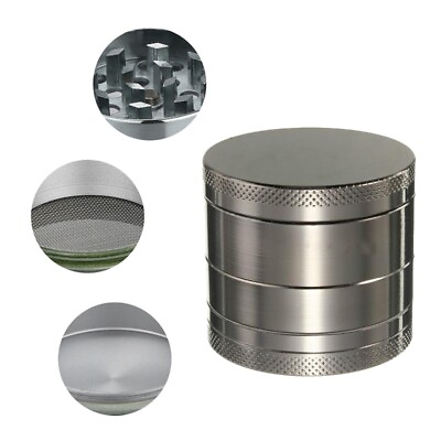 #ad 2quot; Tobacco Herb Grinder Spice Herbal 4 PC Metal Chromium Alloy Smoke Crusher