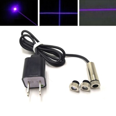 #ad Focusable 405nm 20mw Violet Blue Laser Dot Line Cross Module w 5V USB Adapter