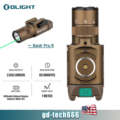 #ad Olight Baldr Pro R Weaponlight Strobe Rechargeable Tactical Light Green Laser