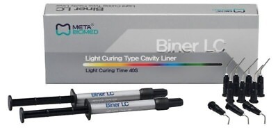 #ad Dental BINER LC Light Curing Type Cavity Liner 2 x 2gm Syringe Pack by META