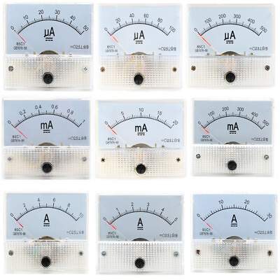 #ad DC 50uA 1mA 20mA 30A 85C1 Class 2.5 Analog Amp Panel Meter Gauge Current Ammeter