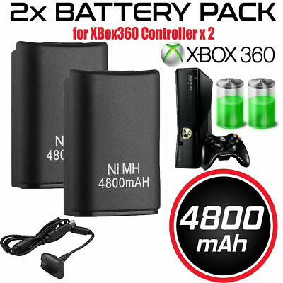 #ad 2x Rechargeable Battery Pack Charger Cable Dock For Xbox 360 Wireless Controller