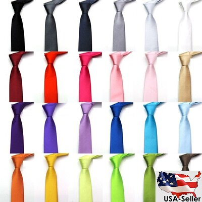#ad New Men#x27;s Dress Tie Solid Color Classic Neck Tie Necktie Wedding Formal USA
