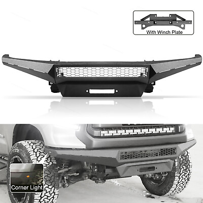 #ad #ad Front Bumper W Winch Plate amp; LED Corner Light for 2014 2020 Toyota Tundra