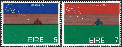 #ad 1973 Ireland Sg 332 333 World Ploughing Championship Unmounted Mint