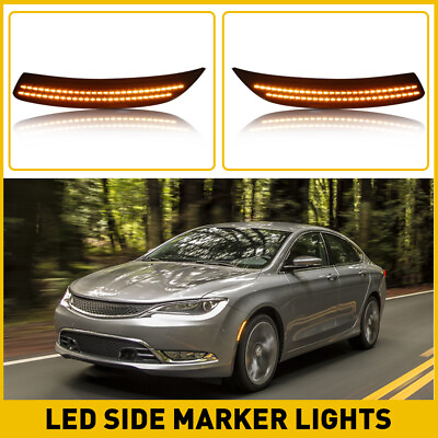 #ad For 2015 2017 Chrysler 200 Smoked Lens OPTIC Front STYLE LED SIDE MARKER LIGHTS