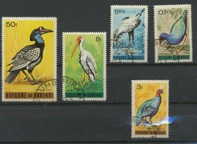 #ad Burundi BIRDS 5 different Bird Stamps