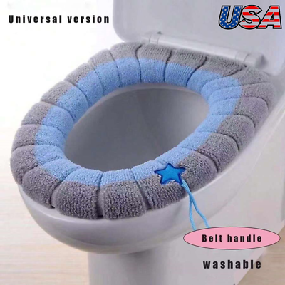 #ad Toilet Seat Pad Soft Thicker Warmer Stretchable Washable Cushion Mat Bathroom
