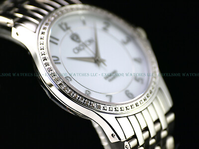 #ad NOS Croton SLIM Men#x27;s 39mm Drilled Lugs Diamond Swiss Sapphire Crystal SS Watch