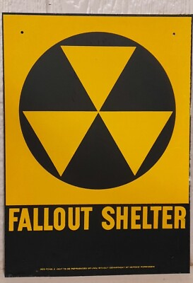 #ad Vtg Original 1960s Fallout Shelter Sign NOS New old Stock Minor Imperfections