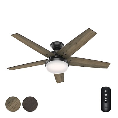 #ad #ad Hunter Fan 52 in Indoor Contemporary Matte Black Ceiling Fan w Light and Remote