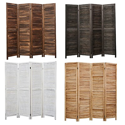 #ad 4 6 8 Panel Room Divider Privacy Screen Full Length Wood Shutters Louver