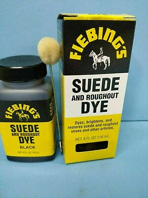 #ad BLACK Suede Dye by FIEBINGS 4 oz. with Applicator for Shoes Boots Bags NEW