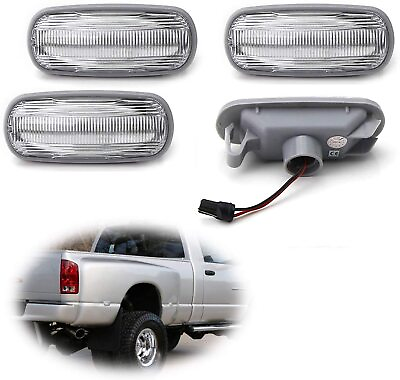 #ad Clear Lens Front Rear 48 LED Fender Side Marker Lamps For 03 09 RAM Double Wheel