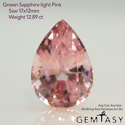 #ad Cut stone Sapphire light Pink Czochralski Pulled lab grown 17x12mm 12.89ct