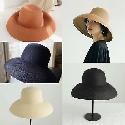 #ad Handmade Women Ladies Summer Straw Hat Hepburn Style Wide Brim Beach UV Sun Hats