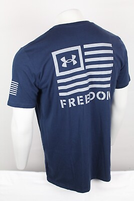 #ad Under Armour Men#x27;s UA Freedom Flag T Shirt Short Sleeve Academy Blue Gray