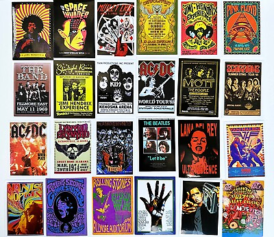 #ad 50pcs ROCK POSTERS Vinyl Stickers Rock Concerts Free Shipping*