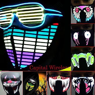 #ad Sound activate Flashing LED Party Costume Mask Bandana US SELLER FAST SHIPPING
