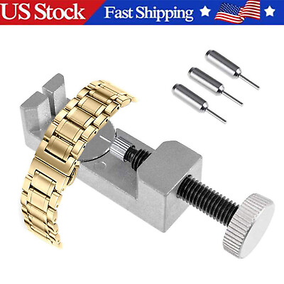 #ad Metal Adjustable Watch Band Strap Bracelet Link Pin Remover Repair Tool Kit US