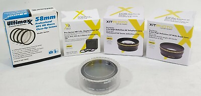 #ad Lot Lens Filters High Definition Wide Angle Digital Telephoto 58mm Video Bundle