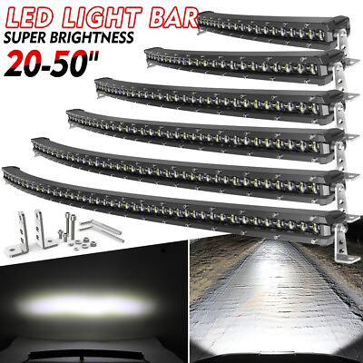 #ad Single Row Curved Led Bar Light 20quot; 26quot; 32quot; 38quot; 44quot; 50quot; Driving for Offroad 4X4