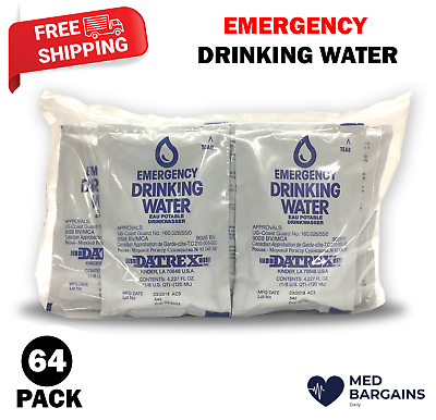#ad Datrex Emergency Drinking Water 4oz 125ml 64 Bags EXP: 12 2028