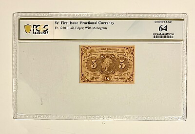 #ad 5 Cents First Issue Fractional Currency Fr#1230 PCGS 64 Unc Banknote