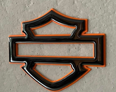 #ad #ad Harley Davidson Emblems 2 pcs ORANGEamp;BLACK Puffy Custom CVO Fuel Tank Badge