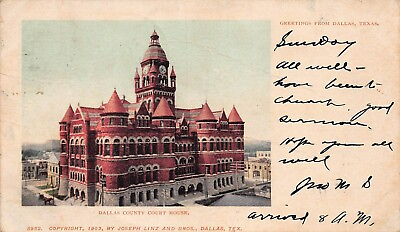 #ad Dallas Texas Courthouse Linz Brothers Jewelry Aviation Insignia Vtg Postcard B25
