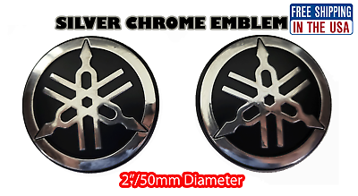 #ad Yamaha Emblem Chrome Decal Raised 3D Emblem Tank Fairing Helmet 2