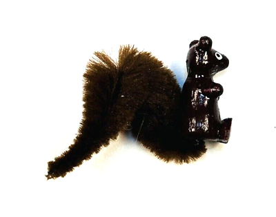 #ad Vintage Dollhouse Miniature Wood Squirrel Pipe Cleaner Tail Scale 1:12 Handmade