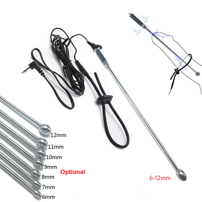 #ad Male Electric E stim Stretcher Urethral Sounding Rod Penis Plug Dilator Metal