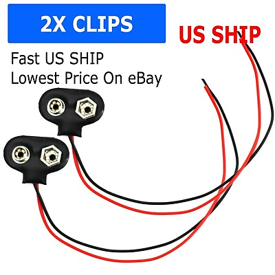 #ad New Pack of 2x 9V Battery Connector Snap Clip Wire Connector Lead Holder T Type