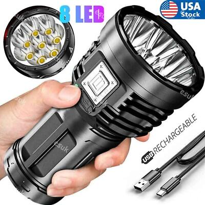 #ad 12000000LM Super Bright 8 LED Flashlight USB Rechargeable Torch Tactical lights