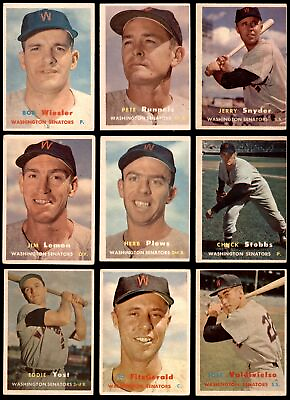 #ad 1957 Topps Washington Senators Near Team Set 3.5 VG 13 18 cards
