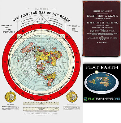 #ad Flat Earth Map Gleason#x27;s New Standard Map Of The World Large 24quot; x 36quot; 1892