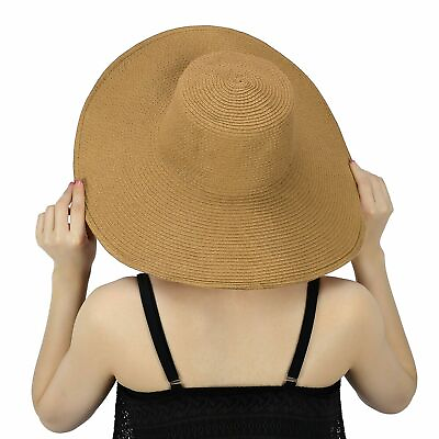 #ad Women#x27;s Summer Floppy Straw Hat Sun Beach Fashion Cap Bow Foldable Wide Brim USA