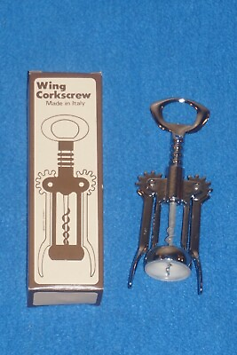 #ad #ad NOS w Box Made in ITALY Wing Corkscrew Chrome Plated Steel Bottle Cork Opener