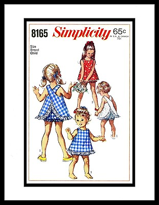 #ad Simplicity # 8165 GIRLS Sunsuit Playsuit amp; Panties Fabric Sewing PATTERN PICK SZ