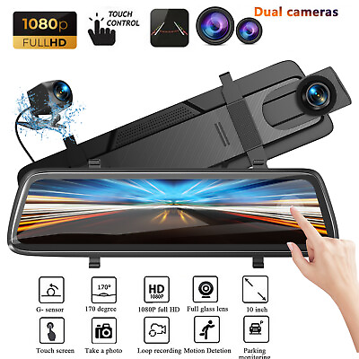 #ad 10quot; Backup Camera Mirror Car Rear View Reverse Night Vision Parking System Kit