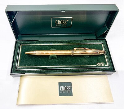 #ad Cross townsend 18k Gold Filled Ballpoint Pen With Box Free Shipping