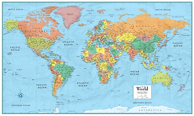 #ad RMC 32quot; x 50quot; World Map Poster Mural Signature Series Large Up to date Decor
