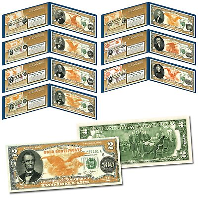 #ad 1882 Series Gold Certificates on Real U.S. Genuine $2 Bills Complete Set of 7