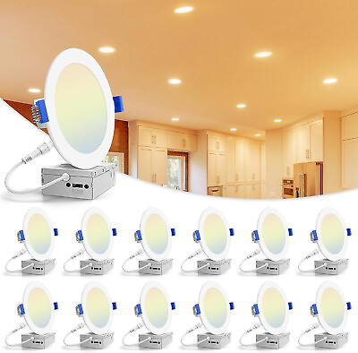 #ad 6 12 24 Pack 4quot; 6quot; Inch Ultra Thin LED Recessed Ceiling Light amp;Junction Box