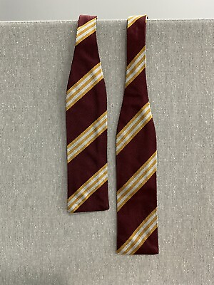 #ad Rare Brooks Brothers Maroon Striped Self Tie Adjustable Bow Tie Silk NEW
